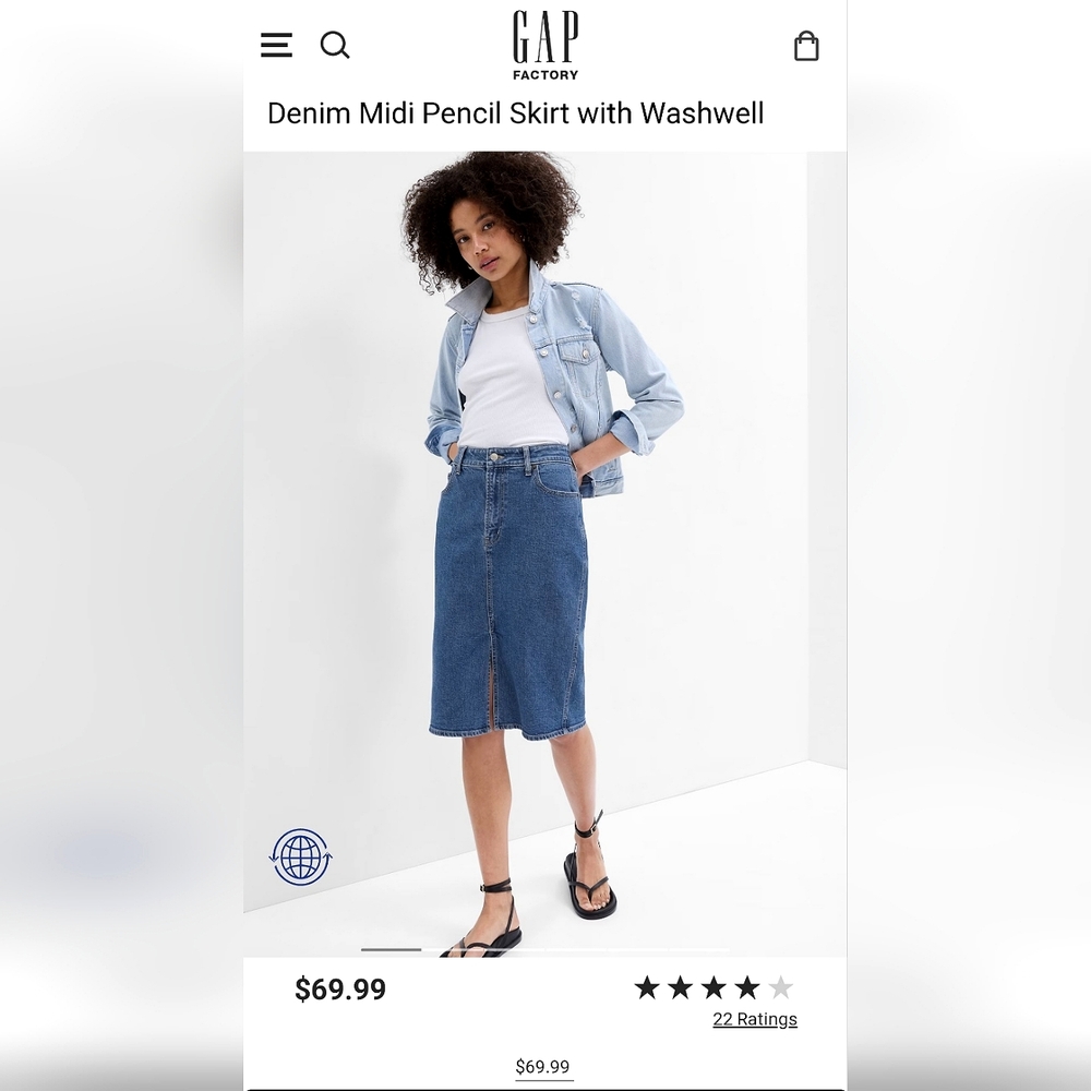 GAP Denim midi pencil skirt